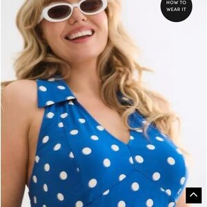 Torrid Vivid Blue Romper with White Dots
